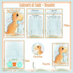 caderneta de saude bloquinho dino menino arquivo digital infantil 1