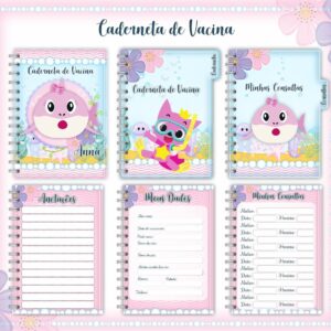 caderneta de vacina baby shark menina arquivo digital infantil