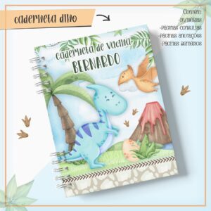 caderneta de vacina dino arquivo digital papelaria personalizada