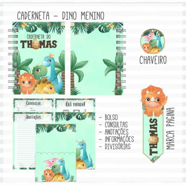 Caderneta de Vacina Dino Menino Verde - Arquivo Digital