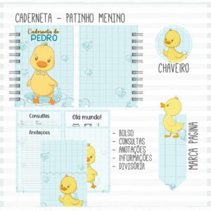caderneta de vacina patinho arquivo digital papelaria personalizada