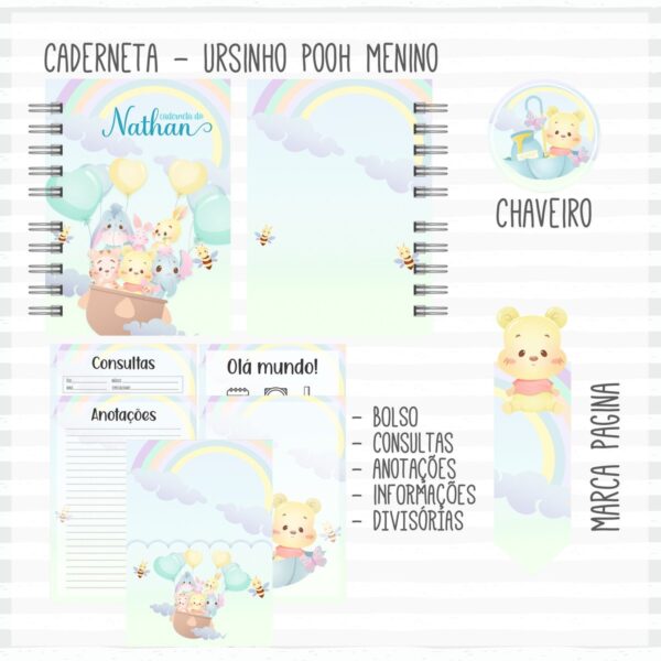 Caderneta de Vacina Pooh Menino Mod 01 - Arquivo Digital