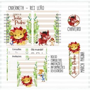 caderneta de vacina rei leao arquivo digital papelaria personalizada