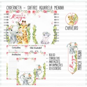 caderneta de vacina safari aquarela menina arquivo digital caderneta personalizada