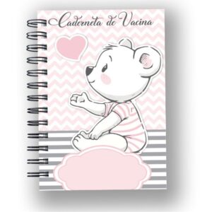 caderneta de vacina ursa rosa arquivo digital papelaria personalizada