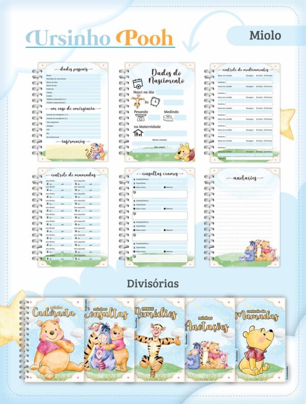 Caderneta de Vacina Ursinho Pooh Menino - Arquivo Digital - Imagem 4
