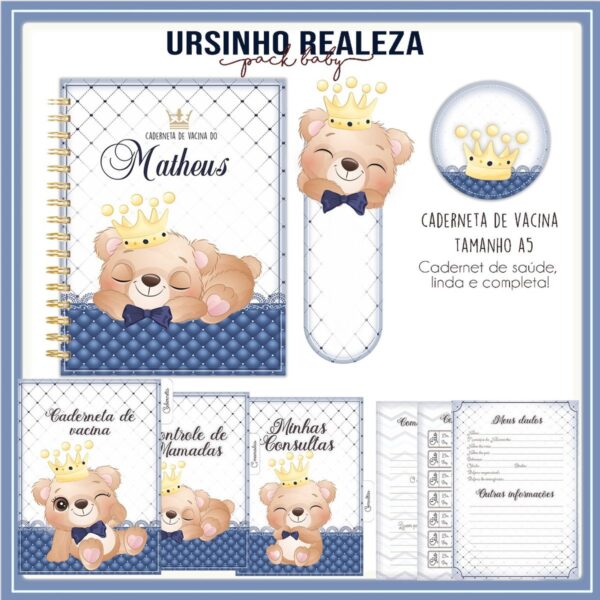 Caderneta de Vacina Ursinho Realeza Menino - Arquivo Digital