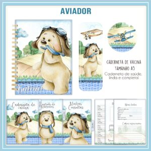 caderneta de vacina urso aviador arquivo digital arte digital