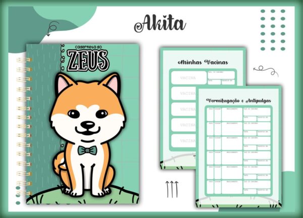 Caderneta Vacina Pet Akita Macho - Arquivo Digital