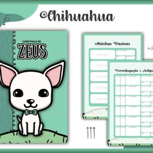 caderneta vacina pet chihuahua macho arquivo digital papelaria