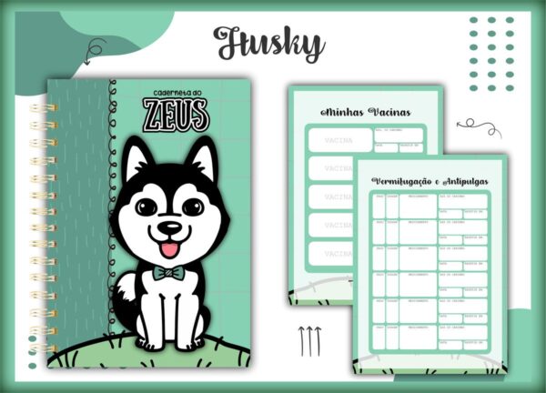 Caderneta Vacina Pet Husky Macho - Arquivo Digital
