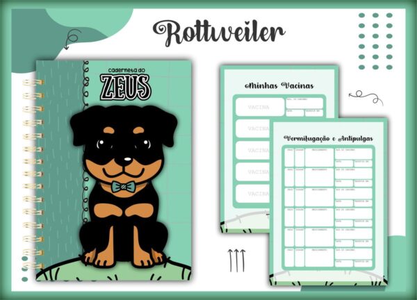Caderneta Vacina Pet Rottweiler Macho - Arquivo Digital