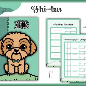 caderneta vacina pet shihtzu caramelo macho arquivo digital personalizacao