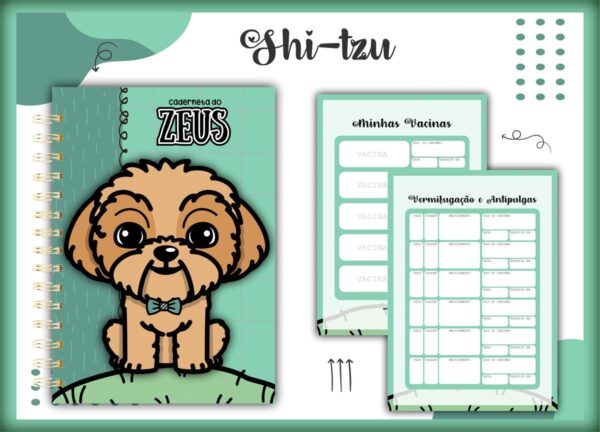 Caderneta Vacina Pet Shihtzu Caramelo Macho -Arquivo Digital