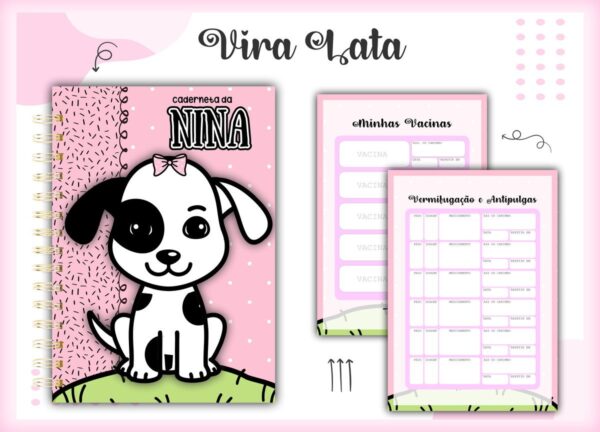Caderneta Vacina Pet Vira Lata P/B - Arquivo Digital