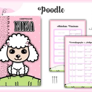 caderneta vacina poodle branco arquivo digital papel e scrapbook