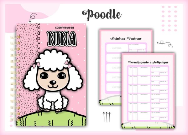 Caderneta Vacina Poodle Branco- Arquivo Digital
