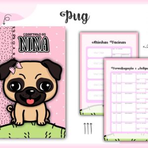 caderneta vacina pug arquivo digital papelaria