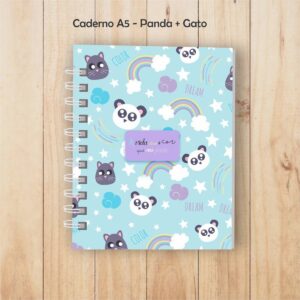caderno a5 panda gato arquivo digital anotacoes 1