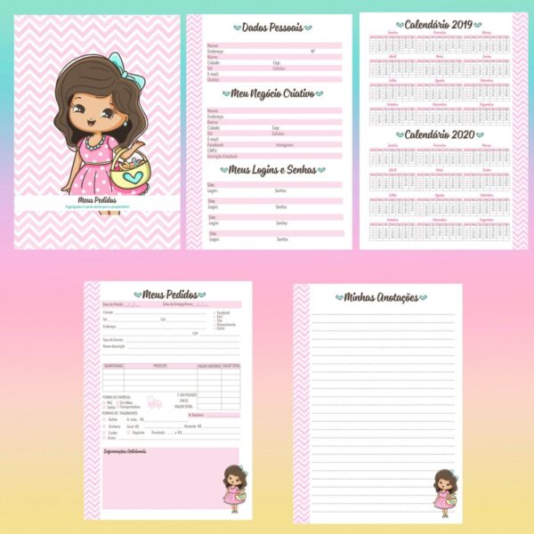 Caderno de Pedidos Menininha Cute - Arq. Digital