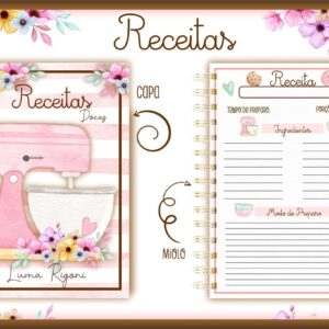 caderno de receitas doces arquivo digital papelaria digital