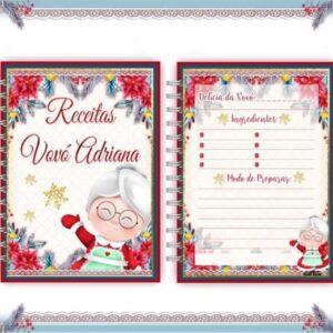caderno de receitas natalino arquivo digital personalizacao