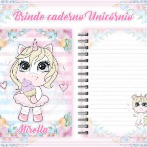 caderno e caneca unicornio arquivo digital menina 1