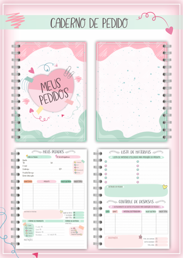 Caderno Meus Pedidos Cute - Arquivo Digital - Imagem 2