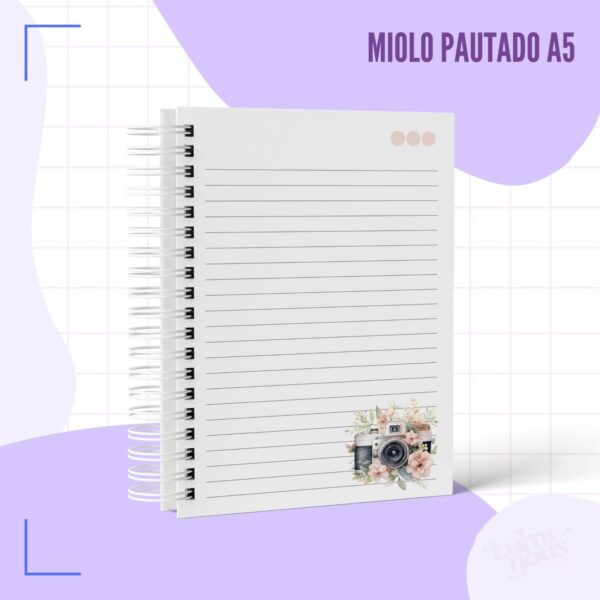 Caderno Pautado A5 Câmera Vintage - Arquivo Digital