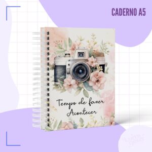 Caderno Pautado A5 Câmera Vintage - Arquivo Digital