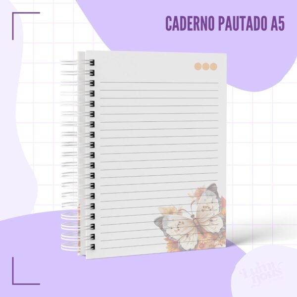 Caderno Pautado Borboleta Branca - Arquivo Digital