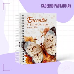 caderno pautado borboleta branca arquivo digital volta as aulas