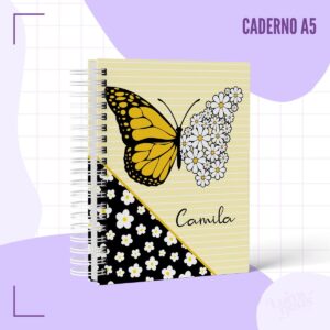 Caderno Pautado Borboleta Margarida - Arquivo Digital