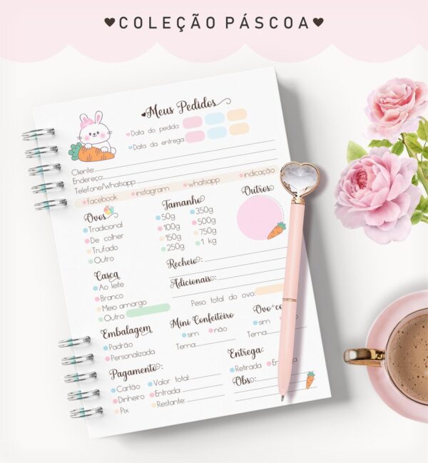 Caderno Pedidos Páscoa Coelhinha - Arquivo Digital