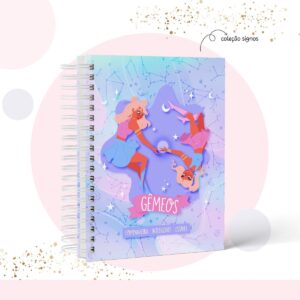 caderno signo gemeos arquivo digital papelaria personalizada 2