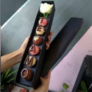 Caixa para 6 doces e 1 Rosa - MOLDE LIMPO - Arquivo Digital