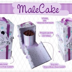 caixa para mini bolo e gaveta malecake arquivo digital papel e scrapbook