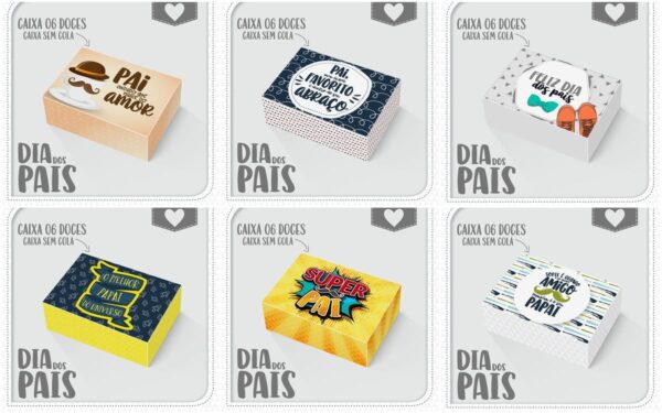Caixas Dia dos Pais 6 doces - Arquivo Digital