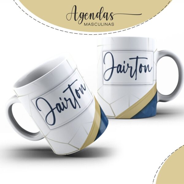 Capa Agenda Masculina Azul com Dourado - Arquivo Digital - Imagem 2
