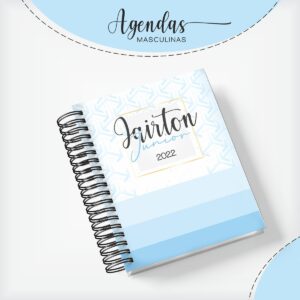 capa agenda masculina tons azul arquivo digital encadernacao 2022