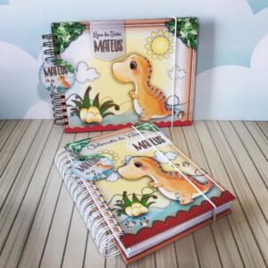 capa dinossauro livro e caderneta do bebe arq digital papelaria digital 1
