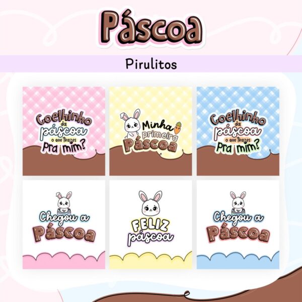 Capas para Pirulitos Páscoa Coloridos - Arquivo Digital - Imagem 2