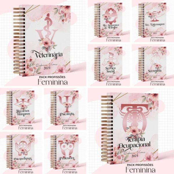 Capas Profissões Feminina Rosa - Arquivo Digital