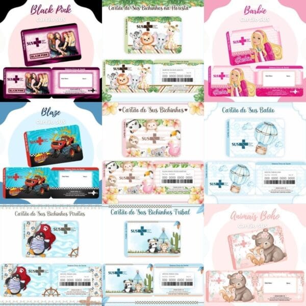 Cartão Do Sus Kit Digital 119 Estampas Temas Variados