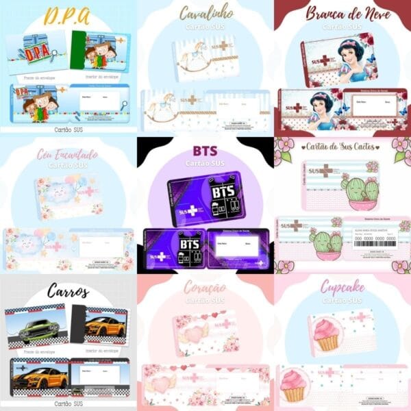 Cartão Do Sus Kit Digital 119 Estampas Temas Variados
