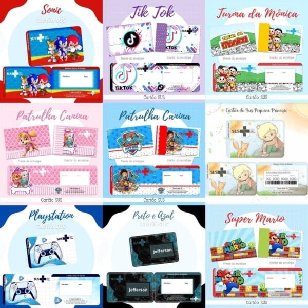 Cartão Do Sus Kit Digital 119 Estampas Temas Variados