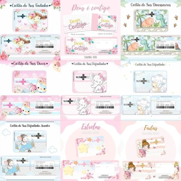 Cartão Do Sus Kit Digital 119 Estampas Temas Variados
