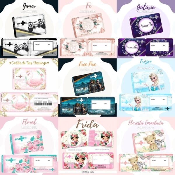 Cartão Do Sus Kit Digital 119 Estampas Temas Variados