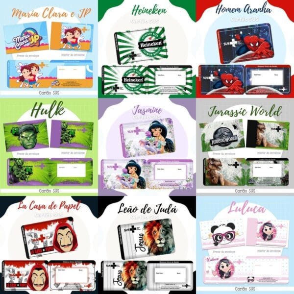 Cartão Do Sus Kit Digital 119 Estampas Temas Variados