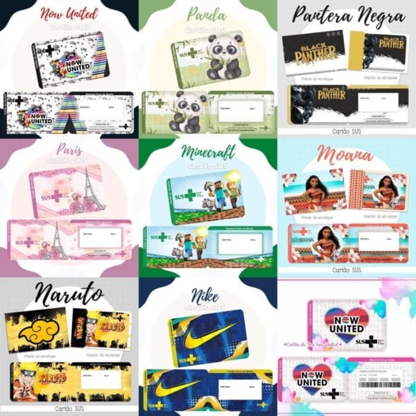 Cartão Do Sus Kit Digital 119 Estampas Temas Variados